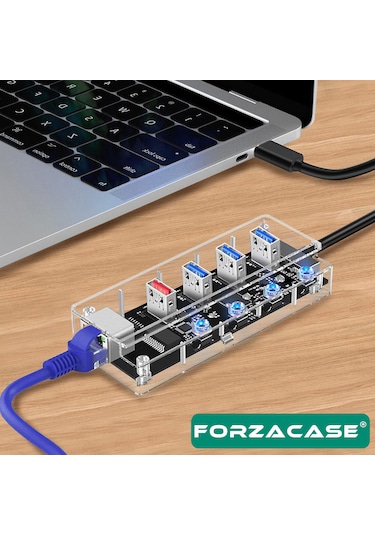 Type-c To 4 Port Usb Çoğaltıcı 1 Port Ethernet Hub Adaptör Fc829