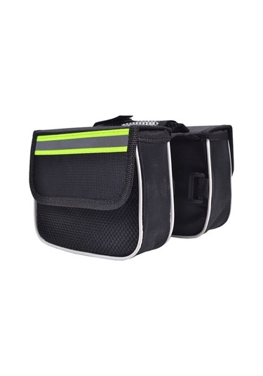 Pazly Çerçeve Çantası - Büyük Kapasiteli, Reflektörlü, Telefon Cebi İle Güvenli Bisiklet Sürüşü Siyah