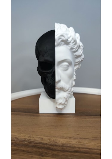 Memento Mori-öleceğini Hatırla Dekoratif Hediyelik Biblo 17 Cm Plastik Siyah Beyaz