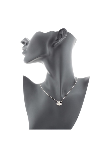 Siyah Pırlanta Lotus Çiçeği Kolye Rose Gold
