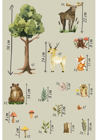 Orman Temalı Çocuk Odası Sticker Seti