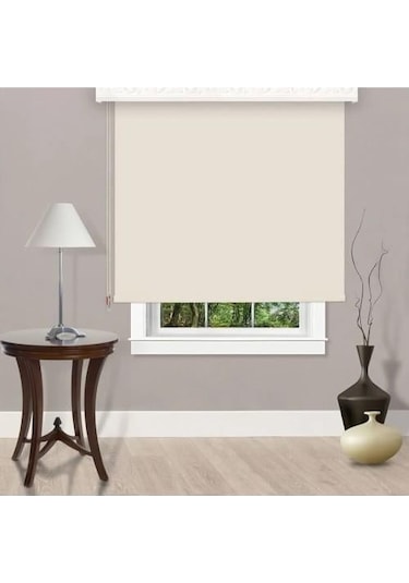 Krem Mat Stor Perde Etek Dilimsiz Güneşlik Perde Güneşlik Stor Perde Krem