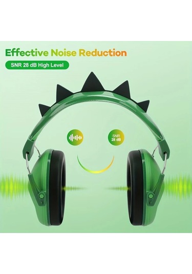 Elmpaly Yeşil 28db Ses Azaltma Kedi Kulaklık 3-16 Yaş Konser Fuar Oyun Aksesuarı