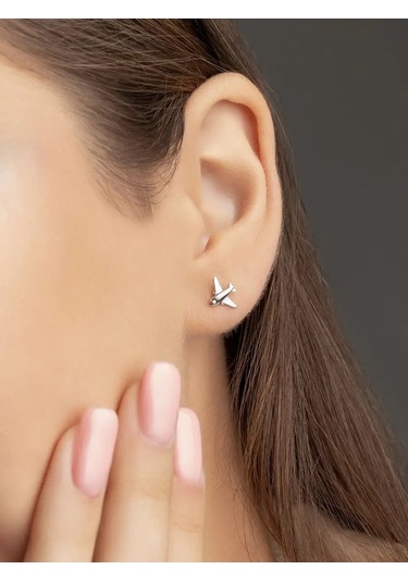 925 Lıght Tek Küpe Gümüş Çivili Uçak 97851997 Diğer