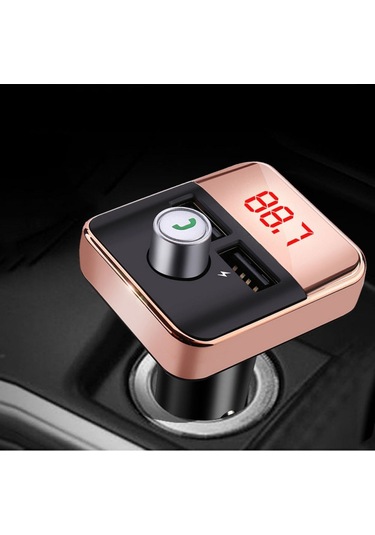 Geeroyoo Bluetooth 5.0 Araç İçi Fm Vericili Mp3 Çalar, Usb Şarj, Elfree Özellikli, Gül Altını Renk