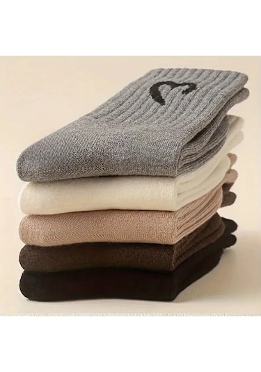 Kadın 5 Çift Premium Yüksek Pamuklu Yeni Kalp Desenli Casual Çorap Çok Renkli ASORTİ