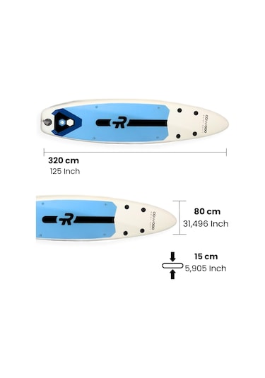 Cawooo Sup Şişme Sörf Tahtası Stand Up Paddle Board 80 320 15 Cm Açık Mavi