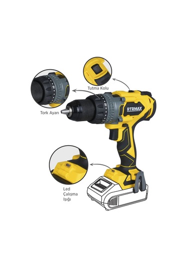 Rtrmax RTX3020B Şarjlı Darbeli Matkap Kömürsüz 150Nm - Akü Hariç