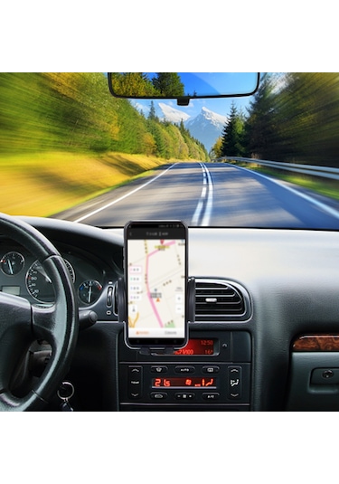 Singree 360 Dönebilen Araç İçi Telefon Tutucu - Hızlı Açma, 4-6 İnç Telefonlar İçin, Güvenli Ve Sağlam Siyah