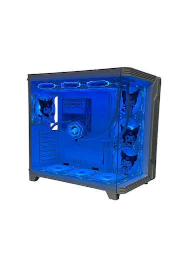 Kuromi Karakterli 7 Argb Fanlı 850w 80 Plus Bronz Power'lı 360mm Sıvı Soğutmalı Beyaz Akvaryum Kasa