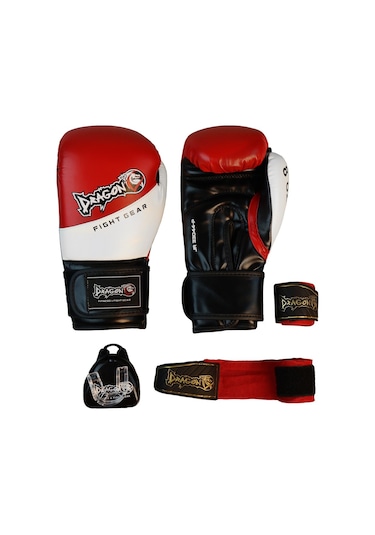 Dragondo 33044-p Jr Çocuk Boks Eldiveni Seti Eldiven+bandaj+dişlik Kırmızı