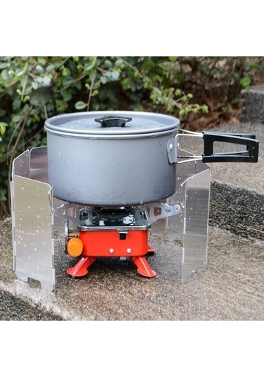 Novahub Genişletilmiş Mini 9 Parça Soba Kafası Ön Cam Taşınabilir Kamp Aksesuarları 8 Piece Windscreen Gümüş Gümüş