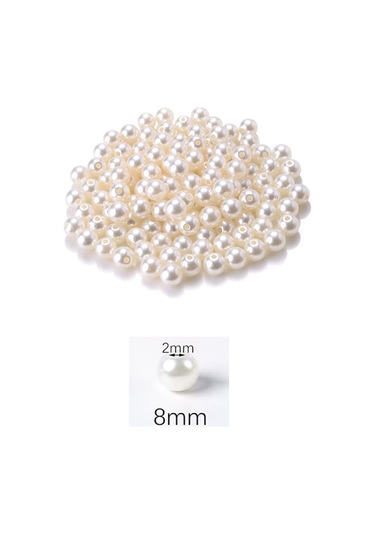 1.000 Gram 1 Kg. 8mm Krem Renk Plastik İnci Boncuk Çanta Ve Takı Yapım Boncuğu 3.200 Adet