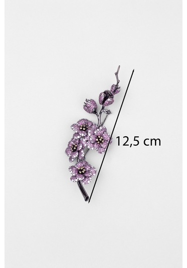 Sakura Çiçeği Siyah Rodyum Kaplama Gümüş Broş Siyah