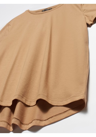 Dilvin 3471 Bisiklet Yaka Basic T-shirt-koyu Camel Koyu Camel