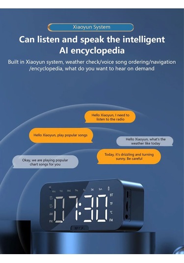 Aı Akıllı Çalar Saat Kablosuz Hoparlör, Çok Fonksiyonlu