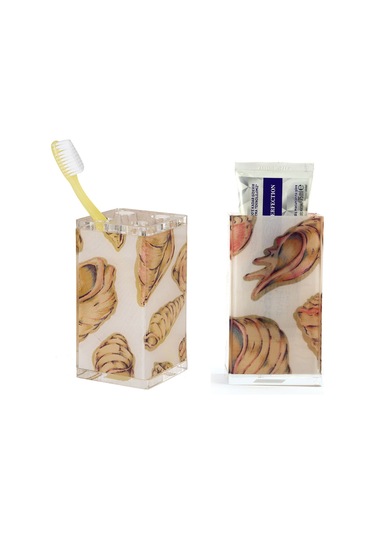 Sıa 2 Li Banyo Seti.Kumaş Istiridye Desenli Akrilik Krem