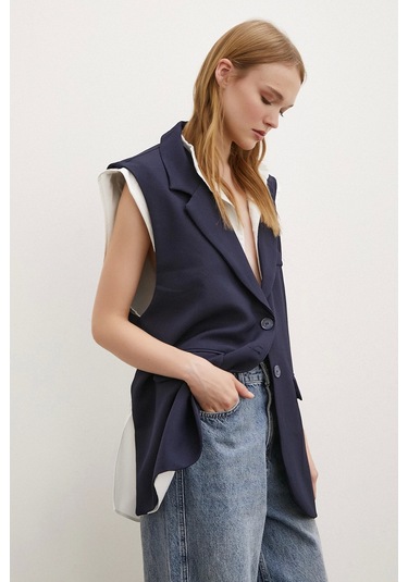 Never More Hakim Yaka Gömlekli Yelek Lacivert Lacivert