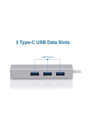 Usb Type C Ethernet 1000mbps - 1 Gigabit Rj45 Adaptör Ve 3 Usb