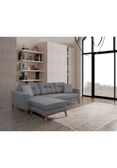 Most Handy Akıllı Köşe Koltuk Takımı Minderli Lüks Gri Keten Kuma