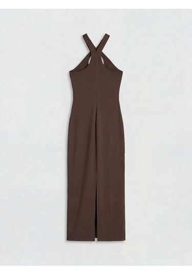 LC Waikiki Kahverengi Halter Yaka Bodycon Elbise