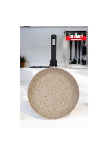 Brillant Lüks Granit 24 Cm Tava Yanmaz Yapışmaz Tava Krem