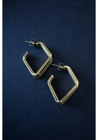 Gold Kaplama Piramit Model Çelik Küpe Gold