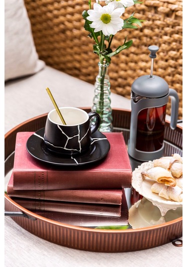 Siyah Marble Kupa Bardağı & Fincan (1)