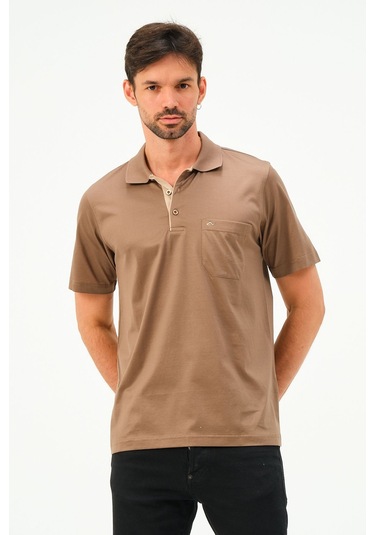 Classıc Kısa Kollu Mercerize Regular Erkek Polo Yaka Tshırt Vizon