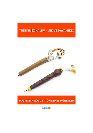 Kartal Ve Unicorn Temalı Polyester Tükenmez Kalem Çok Renkli