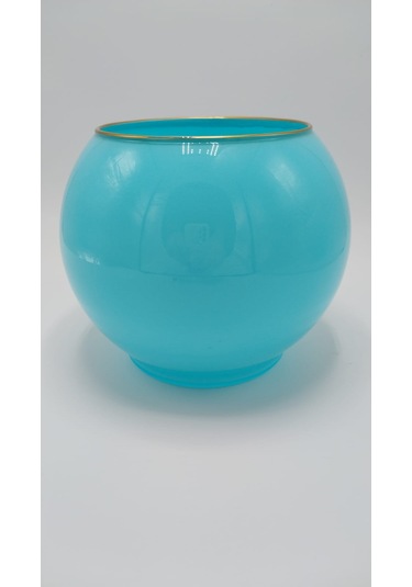 El Yapımı Şık Dekoratif Vazo Mavi Renk 15x18cm