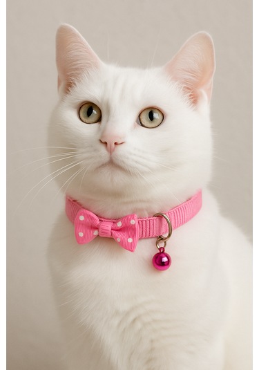 Mıt Kedi Boyun Tasması Papyonlu Pembe