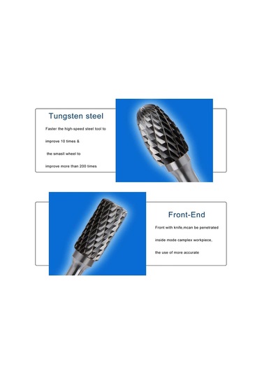 Karbür Döner Freze Seti 12mm Kafa Şaftlı Çift Kesimli Dosya