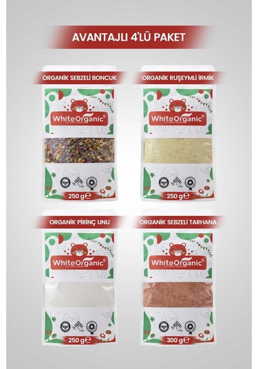 Ruşeymli İrmik+Sebzeli Makarna+Organik Pirinç Unu+Organik Tarhana Ek Gıda Hazırlık Seti +7 Ay