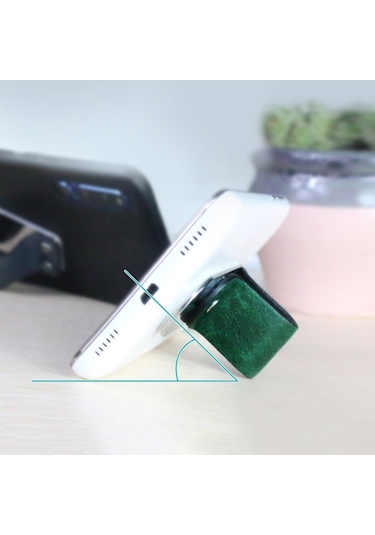 Shineyee Kahverengi Deri Ve Paslanmaz Çelik Telefon Parmak Halkası Tutucu - Araç Montajlı Stand, Evrensel Uyumlu İphone Huawei Samsung Kahverengi