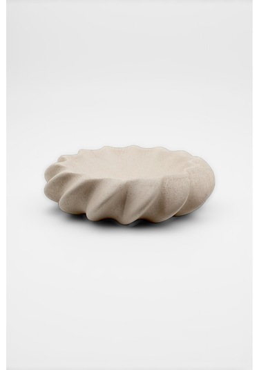 Fjora Bej Dokulu Bohem Seramik Obje Tabak 23x7 Cm