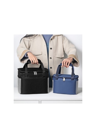 Skycity Mavi Küçük Çift Rıhtım Luşferli Isı Saklama Çanta - Nylon, İnce Pamuk, Alüminyum Folyo İle Isı Yalıtımı, El Çantası Tipi Öğle Yemeği Çantası Blue