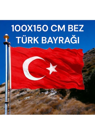 100x150 Cm Bez Türk Bayrağı Kaliteli Kumaş Malzeme