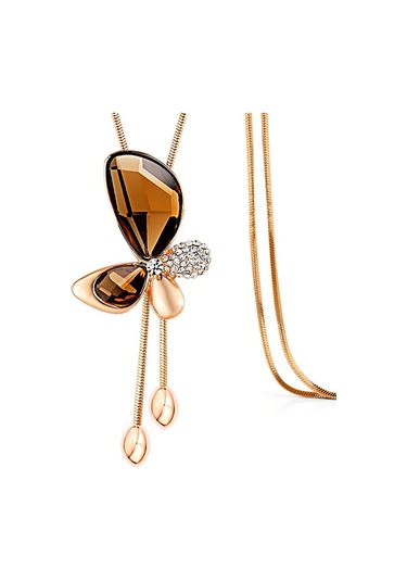 Tcherchi Sarı Kelebek Şekli Parlak Kolye Altın