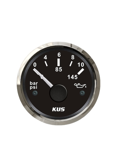 KUS Yağ Göstergesi 10 Bar Siyah 12/24V 52 MM