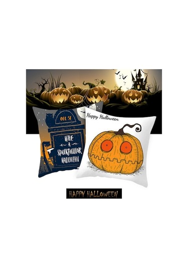 Novahub Cadılar Bayramı Yastık Kılıfı: Şık Desenli Şeftali Kadife, 45x45cm, 15 Renk Seçeneği, Bayram Dekorasyonu Diğer