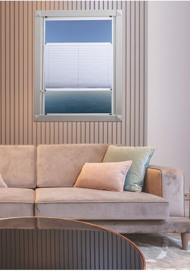 Gri Plise Katlanır Cam Balkon Perdesi - Ofis Perdesi - Mutfak Perdesi - Salon Perdesi -