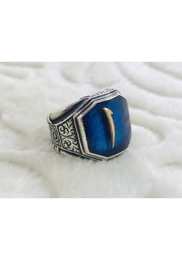 Elif Harfi Işlemeli 925 Ayar Gümüş Erkek Yüzük