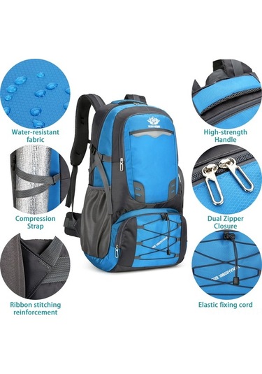 Fortunelane Yüksek Kapasiteli Dağcılık Çantası - Hafif Nylon, Özel Bölümler Yeşil Yeşil