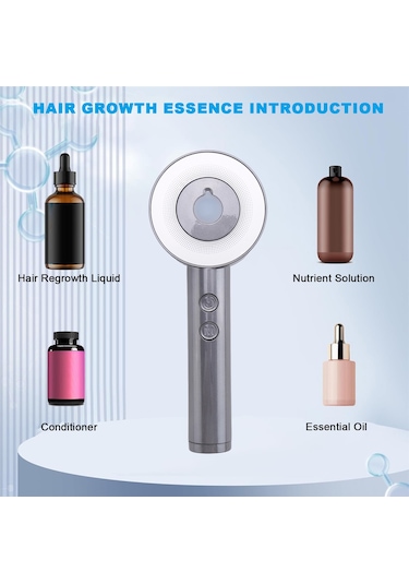 Xurunkeji Mod Elektrikli Masaj Tarağı Taşınabilir Kızılötesi Terapi Tarağı Başlardaki Saç Folikülleri Esans Yağı Aplikatörü, Gri