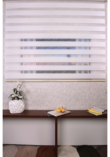 Beyaz Düz Etek Dilimsiz 616-b/1 Zebra Stor Güneşlik Perde