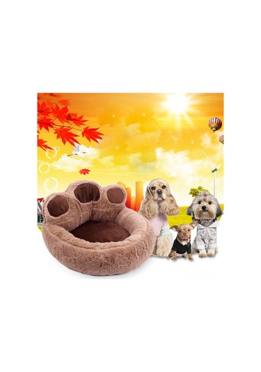 Vkemall Kedi Köpek Yatağı Matı - Yıkama Kolay, Konforlu Ve Isınak - Plüsh + Oxford Kumaş - Kahverengi - Orta Boy 5 Kg'a Kadar Evcil Hayvanlar İçin