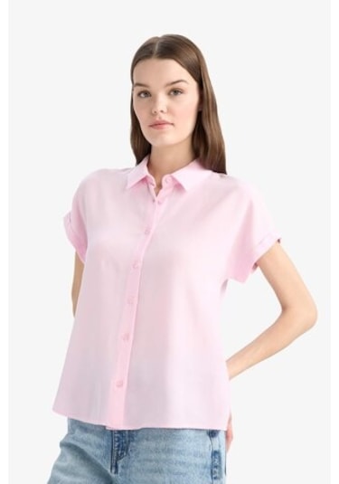 DeFacto Regular Fit Basic Düz Viskon Kısa Kollu Gömlek N7819AZ25SPPN47 DeFacto Regular Fit Basic Düz Viskon Kısa Kollu Gömlek N7819AZ25SPPN47
