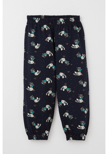 Breeze Kız Çocuk Pijama Takımı Sevimli Tavşancık & Kelebek Desenli 1-3 Yaş, Koyu Lacivert Lacivert