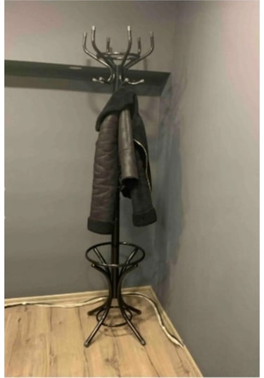 Teknor Askılık - Metal Askılık - Metal Ayaklı Askılık - Portmanto Siyah